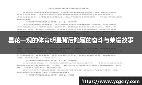 昙花一现的体育明星背后隐藏的奋斗与荣耀故事