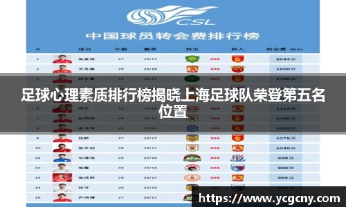 足球心理素质排行榜揭晓上海足球队荣登第五名位置
